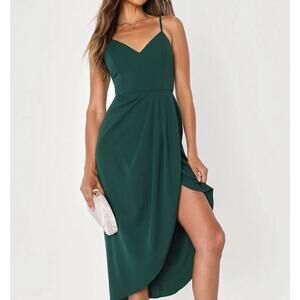 Lulu's Raenette Dark Green Midi Dress Size XS